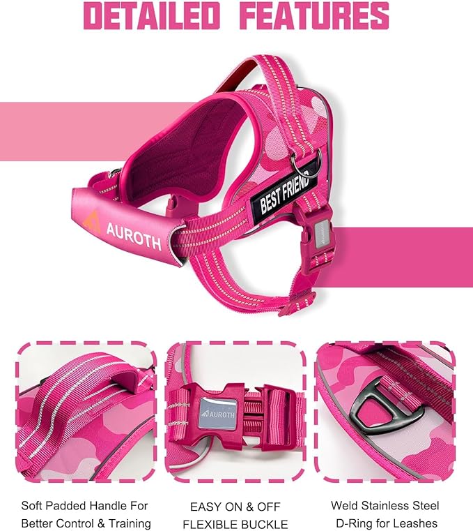 AUROTH Dog Harness and Leash Set, Soft Padded No Pull Dog Harness with 5.25FT Dog Leash, No Choke, Easy On Pet Vest, Adjustable Reflective Dog Vest Small Sized Dog, Easy Walking and Training