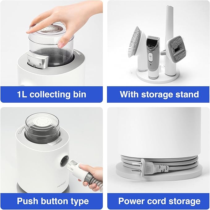 Neakasa 5 in 1 P0 Pro Dog Grooming Vacuum with Stand, 6.6lbs Lightweight Pet Grooming Kit, Low-Noise Dog Clippers & Shedding Remover for Dogs and Cats