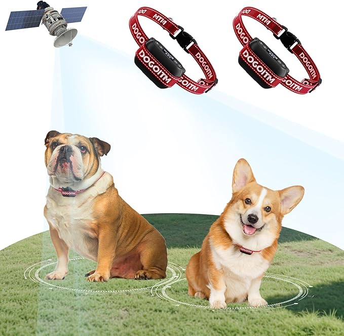 Wireless Dog Fence for 2 Dogs, GPS Wireless Dog Collar with 3 Warning Modes, Pet Containment System with AI Smart Signal, Electric Dog Fence Collar for Outdoor Use Only(2 Collars)