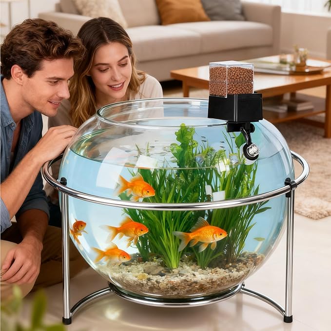 Automatic Fish Tank Feeder, with 5-Speed Airtight Dispensing, 21x11x8cm, Auto Fish Feeding Machine, Aquarium Feeding Device, Smart Timer Function, for Home Tanks, Ponds, Turtles, Betta, Shrimp