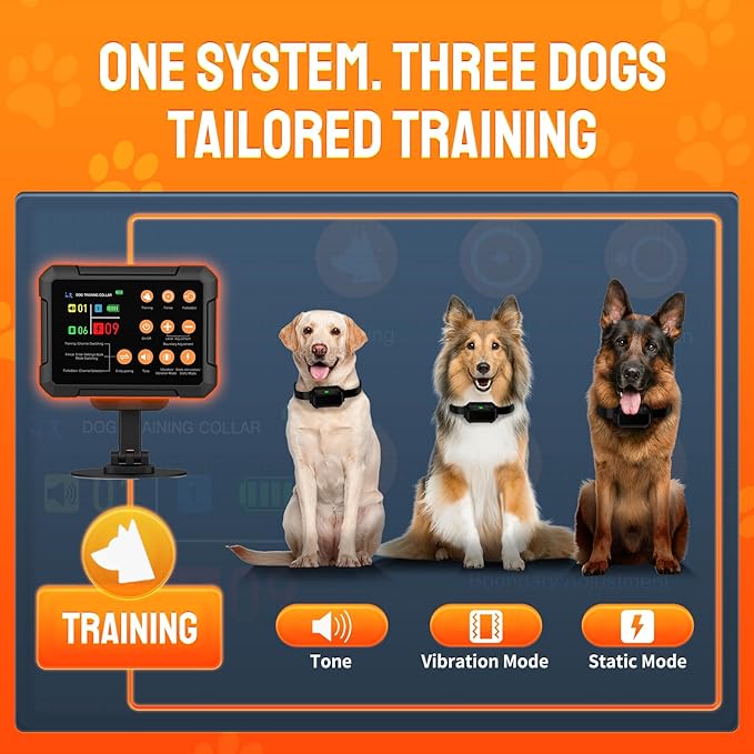 Wireless Fence for 3 Dogs Radar Wireless Dog Fence, 10–120ft Adjustable Boundary, IPX7 Waterproof Dog Collar, Beep/Vibration/Shock Collar, Dog Fence Outdoor for Yard (2 Collars)