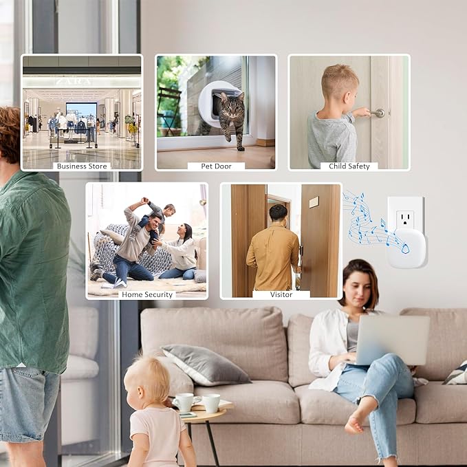 Motion Sensor Door Chime, METAK Wireless Motion Detector Alarm Indoor for Business When Entering/Home Doorway/Store Entrance/Garage Security, Pet/Elderly/Dementia Monitoring Buzzer,PIR Door Entry Bell