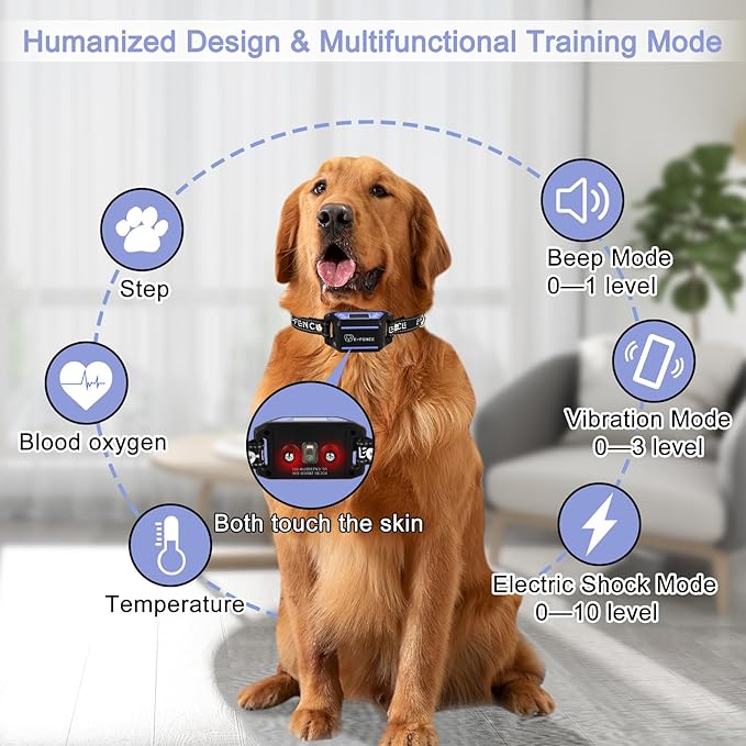 E-FENCE GPS Wireless Dog Collar Fence System, Electric Dog Collar Fence,Pet Containment System Rechargeable, Outdoor Use Only(2 Pack)