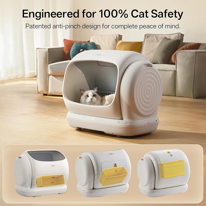 Self Cleaning Cat Litter Box, XXXL Automatic Litter Box for Multiple Cats, Weight Sensors Safety Protection, Smart APP Control, Odor Control, Works with Clumping/Bentonite/Mineral Litter
