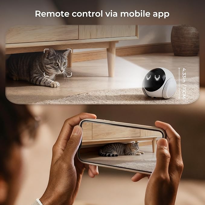 Magic S1 Indoor Security Robot Camera 1080P Movable Pet Camera with App Control, 2-Way Audio, Motion Detection, Night Vision, Auto-Recharge, Smart Home Cam for Pet/Elderly/Baby (White)