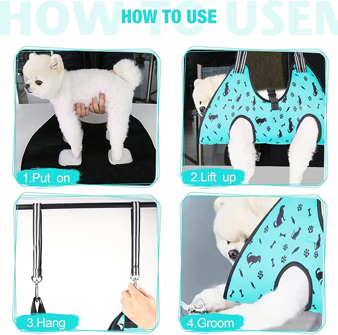 Dog Grooming Hammock - Pet Harness for Grooming Nail Trimming (M 40lb), Dog Sling for Nail Clipping, Dog Hanging Holder for Cutting Nail with Nail Clippers