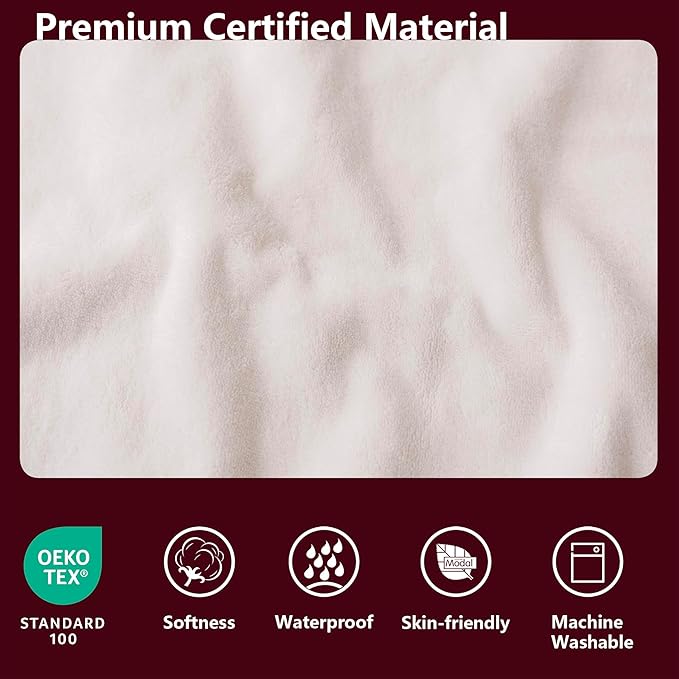 Waterproof Blanket for Couch, Leak Proof Dog Bed Blankets Reversible, Pet Throw Sofa Furniture Protector Machine Washable-52 x82,Burgundy Red+Cream