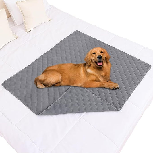 Smiry Waterproof Dog Bed Cover Pet Blanket, Soft Washable Dog Blanket for Furniture Bed Couch Sofa Reversible, Checkered (40"x50", Grey/Grey)