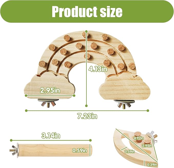 Wooden Bird Chew Toy, Parrot Biting Toys, Foraging Training, Relieve Boredom & Anxiety, Bird Cage Accessories, for Small Parakeets, Conures, Macaws, Budgies, Finches, CH N