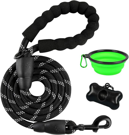 BARKBAY Dog Leashes for Large Dogs Heavy Duty Dog Leash 4/5/6 FT with Comfortable Padded Handle and Highly Reflective Threads for Medium Large Dogs Walking Training Running (5FT-1/2'',Black)