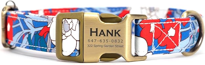 Personalized Dog Collar with Name and Phone Number Engraved,Adjustable Custom Puppy Collar,Organic Cotton Pet Collar for Small Medium Large Boy Girl Dogs