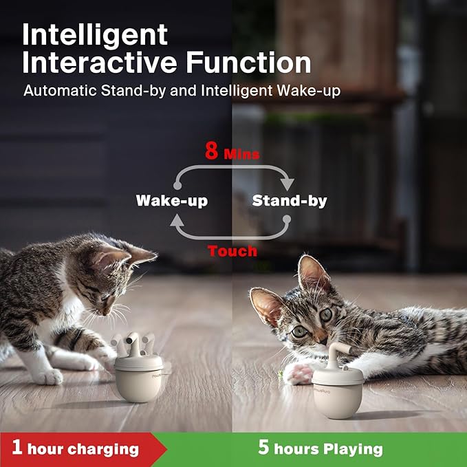 Cat Laser Toys, Automatic Cat Laser Toy Tumbler Design, Rechargeable Cat Laser Pointer 360°Irregular Rotation, 3 Modes Interactive Cat Toy for Indoor Cats of All Ages and Sizes (Beige)