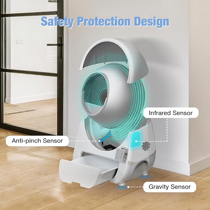 CATLINK Self Cleaning Cat Litter Box, Auto Safety Sensors for Multiple Cats 3.5～22 pounds, Double Odor Removal with Trash Bags(Young Version)
