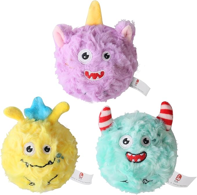 D KING D KING 3Pack Squeaky Dog Balls,2 in1 Funny Puppy Ball Toys,Dog Toy for Small Medium Dogs,Squeezable squeaking Toys,Balls for Games(Monster Ball)