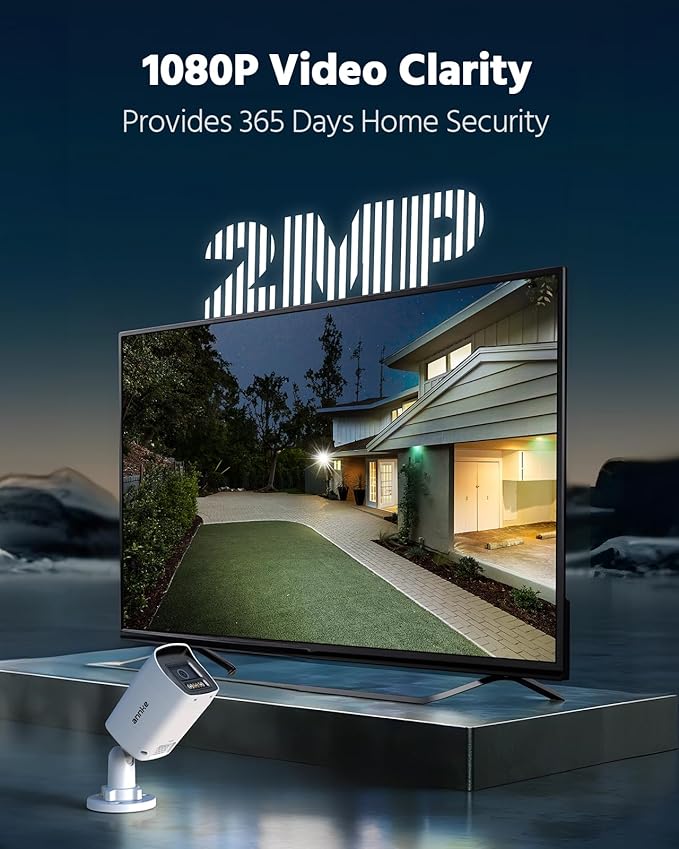 ANNKE 2MP Two-Way Audio Security Camera System, 8CH 3K Lite DVR, 8pcs 1080P CCTV White Wired Cams with Smart Color Night Vision, AI Motion Detection, 2TB HDD for Outdoor Home Surveillance