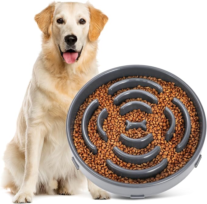 Slow Feeder Dog Bowls for Large Dogs Anti-Chocking Slower Feeder Dog Puzzle Bowl Pet Slow Eating Interactive Bloat Stop Dog Food Bowl JASGOOD,Light Grey,Large