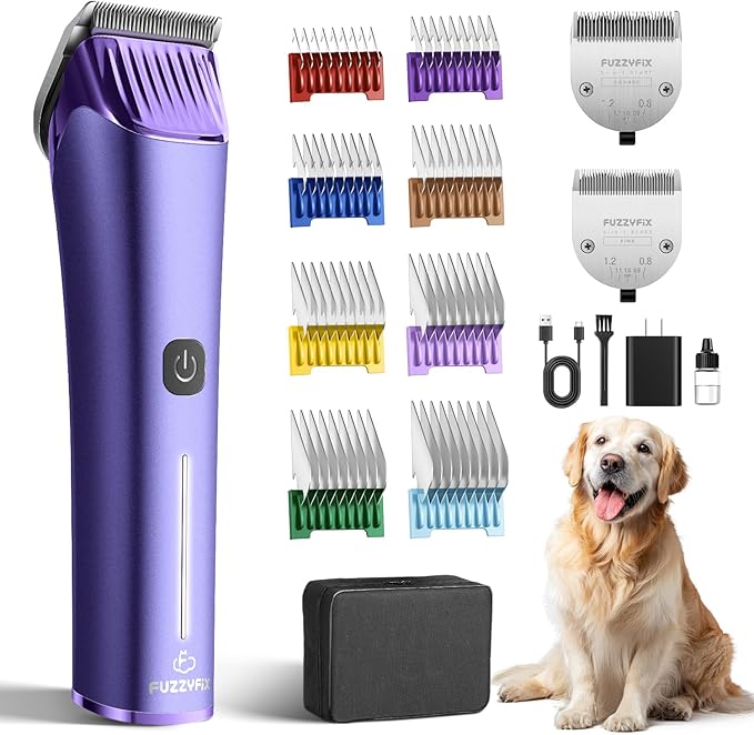Professional Dog Grooming Clipper with Replacement Blade, 5-in-1 Adjustable A5 Blade Cordless Pet Grooming Kit 2 Speed Trimmer Hair Shaver with Detachable Metal Combs Nova for Animal Horse
