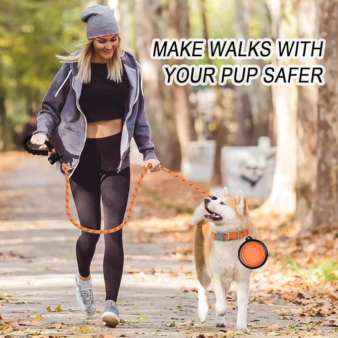 BARKBAY Dog Leashes for Large Dogs Heavy Duty Dog Leash 4/5/6 FT with Comfortable Padded Handle and Highly Reflective Threads for Medium Large Dogs Walking Training Running (5FT-1/2'',Orange)