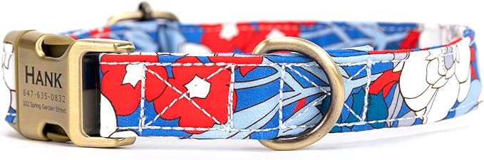 Personalized Dog Collar with Name and Phone Number Engraved,Adjustable Custom Puppy Collar,Organic Cotton Pet Collar for Small Medium Large Boy Girl Dogs