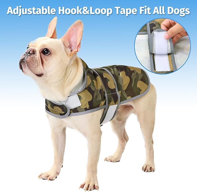 Dog Raincoats for Medium Dogs Waterproof Hooded Rain Jacket with Reflective Strips Leash Hole & Poncho Adjustable Fit (CamoDuck,M)