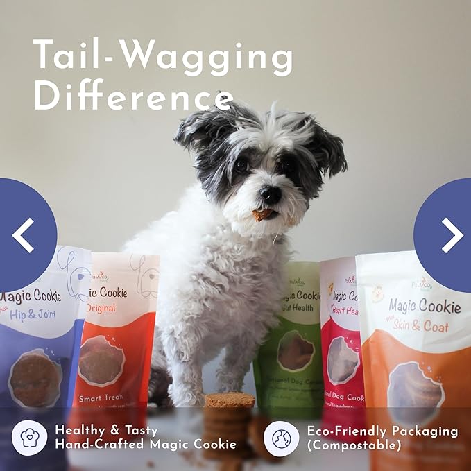 Pawco Dog Treats, Hip & Joint – Supports Mobility in Senior & Active Dogs – Crunchy Dog Cookies with Omega-3 & DHA, Peanut Butter & Apple – Functional & Healthy Rewards for Dogs – Magic Cookie – 8.8oz