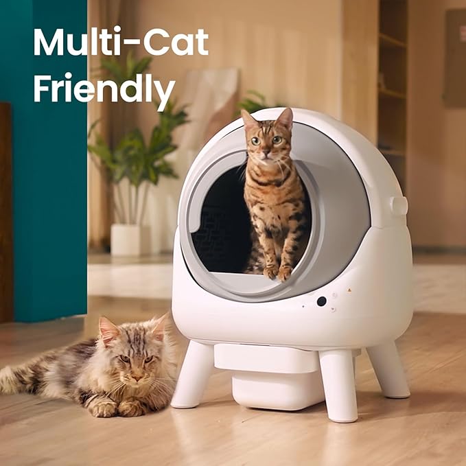 ELS PET Self Cleaning Litter Box - Orbitie Automatic Cat Litter Box Self Cleaning for Multiple Cats with App Control, Auto Kitty Litterbox with Safety Module, Including: Litter Mat, Waste Bags