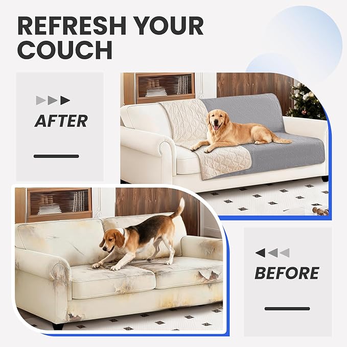 Waterproof Couch Covers for Pets, Waterproof Dog Bed Cover, Anti-Slip Soft Dog Blankets, Couch Cover for Dogs Washable, Pet Blanket for Puppy Large Dogs Cat (82x102 Inch, Light Grey)