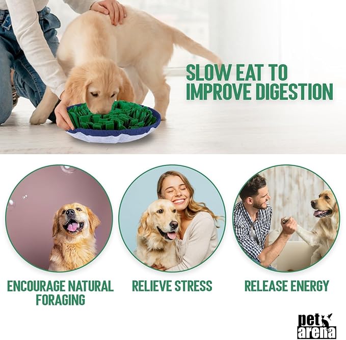 PET ARENA Snuffle Mat for Dogs - Adjustable Interactive Puzzle Toy for Large & Small Breed Slow Feeder for Mental Stimulation & Stress Relief Encourages Natural Foraging Ideal for Indoor & Outdoor Use