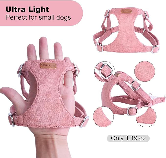 Dog Harness and Leash Set, XXS No Pull Adjustable Puppy Harness with Multifunction Pink Dog Leash and Dog Collar, Soft No Choke Escape Proof Pet Harness Vest for Small Dogs and Cats (Red, XS)