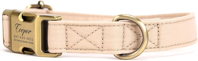 Personalized Dog Collar with Name and Phone Number Engraved,Adjustable Custom Puppy Collar,Organic Cotton Pet Collar for Small Medium Large Boy Girl Dogs