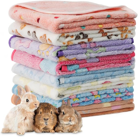 8 Pack Guinea Pig Cage Liner, Washable Guinea Pig Fleece Blankets Beding Accessories, Flannel Throw Warm Sleep Mat, Pet Pee Pads for Small Animal Hamster Rabbit Puppy Cat (Light Color, 24x16 Inch)