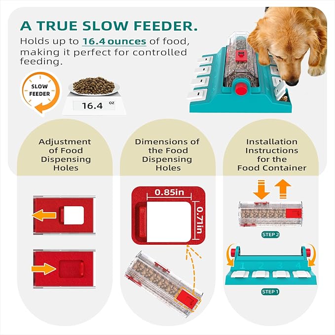 KADTC U.S. Brand & Design 2 Levels of Challenge - Extra Large Size Paw-Activated Rolling Dog Treat Puzzle Feeder Toys for Aggressive Chewers Dogs Food Dispenser Enrichment Toy Christmas New Year Gift