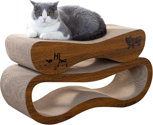 Cat Scratcher 2 in 1 Scratchers for Indoor Cats Scratching Board Cardboard, Horizontal Corrugated Scratch Pad for Cats as Beds & Furniture Reversible Sofa Scratch