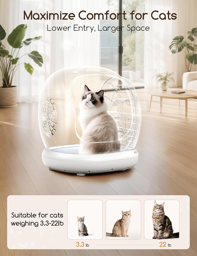 MeoWant Automatic Cat Litter Box, Large Opening Self Cleaning Litter Box with Safety Protection for Multiple Cats, App Control, Odor-Free, 75L Space, Yellow