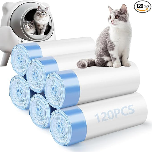 120 Pack Cat Litter Bags Compatible with Litter Robot 3 & 4, Self Cleaning Automatic Litters Box Liners, 25.2 x 15.7 inch (10-12 Gallons)