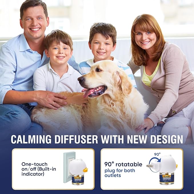 Dog Pheromones Calming Diffuser Kit Appeasing Pheromone Diffuser to Calm (3 Plug in+ 6 Pack 48ml Refill) for Anxiety Relieve Relief Reduce Aggression Fighting Barking Stress 180 Day Supply (Tasteless)