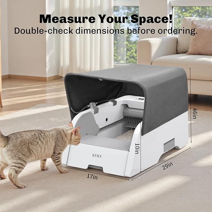 2 in 1 Self Cleaning Litter Box with APP Control, Open or Covered Canopy Design to Meet Cats' Varying Preferences, Large Automatic Cat Litter Box for Multiple Cats, Quiet, Odorless & Safe