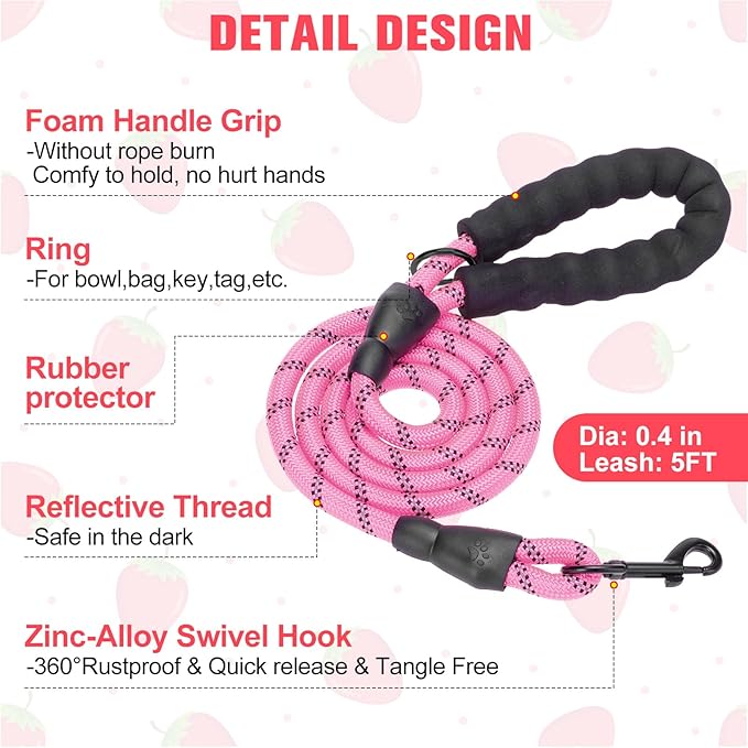 BEAUTYZOO Step in Dog Harness and Leash Set,Reflective Dog Harness No Pull No Choke Puppy Harness for Small Medium Large Dogs Cats,Soft Padded Mesh Vest Harnesses for Girl and Boy Pets, Strawberry XS