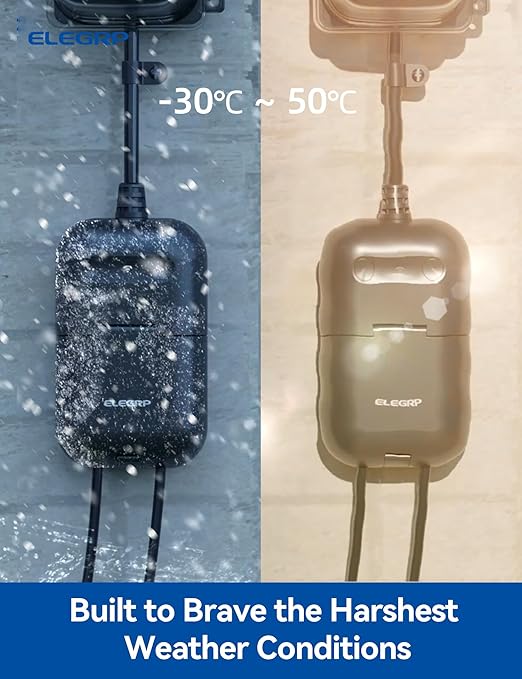 ELEGRP PQR20 Outdoor Smart Plug Waterproof IP66, WiFi Plug with 2 Individually Sockets, Compatible with Alexa & Google Assistant, Smart Outdoor Outlet for String Lights, UL Certified, 1 Pack, Black