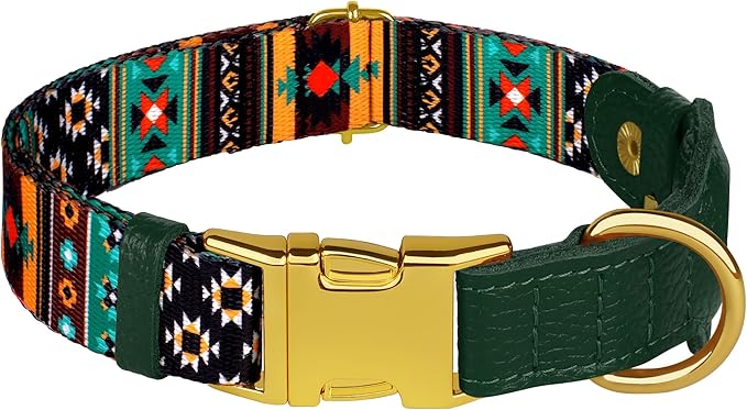 AirTag Dog Collar for Small Medium Large Breed - Adjustable Cute Pattern Dog Collar with Airtag Holder - Soft Leather Tracker GPS Apple Air Tag Pet Collars (X-Small, 9"-12" Neck Fit, Tribal)