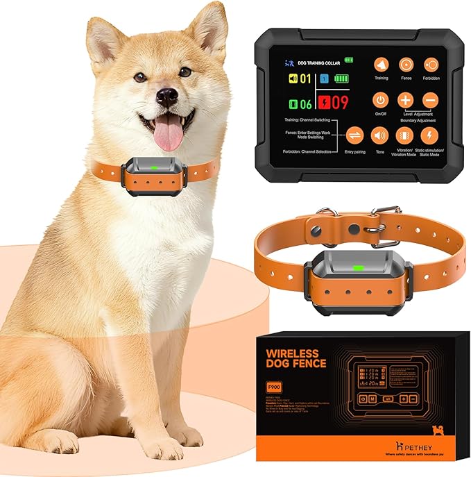 2025 New Model 3-in-1 Wireless Dog Fence System - Radar Dog Fence, Training Collar, No-Go Zones for Large/Medium Dogs | 1-Acre Coverage | Indoor/Outdoor Use | Real-Time Tracking (for 2 Dogs)