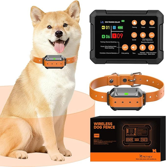 2025 New Model 3-in-1 Wireless Dog Fence System - Radar Dog Fence, Training Collar, No-Go Zones for Large/Medium Dogs | 1-Acre Coverage | Indoor/Outdoor Use | Real-Time Tracking (for 2 Dogs)