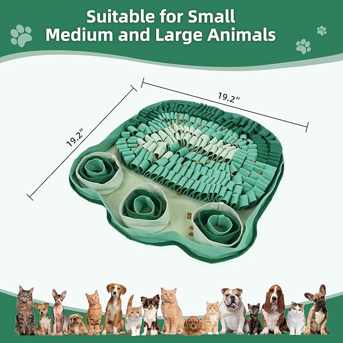 Green Snuffle Mat: Interactive Sniff Puzzle, Slow Feeder Dog Treat Mat - Non-Slip, Portable, Durable