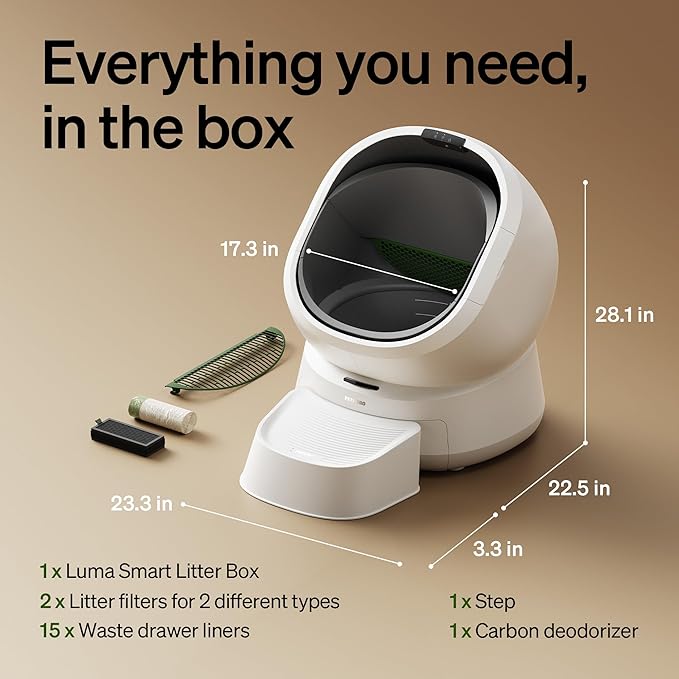 PETLIBRO Luma Automatic Cat Litter Box AI Waste Analysis, Open-Top Self Cleaning Litter Box, in-App Usage Tracking Multi-Cat Recognition, Triple Safety Protection Odor Control LitterBox