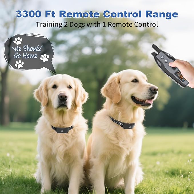 Shock Collar for Dogs with Color Screen - 3300 FT Remote Control Range, Dog Training Collar with 3 Training Modes, Rechargeable Waterproof ECollar for Dogs Training 15-125LBS
