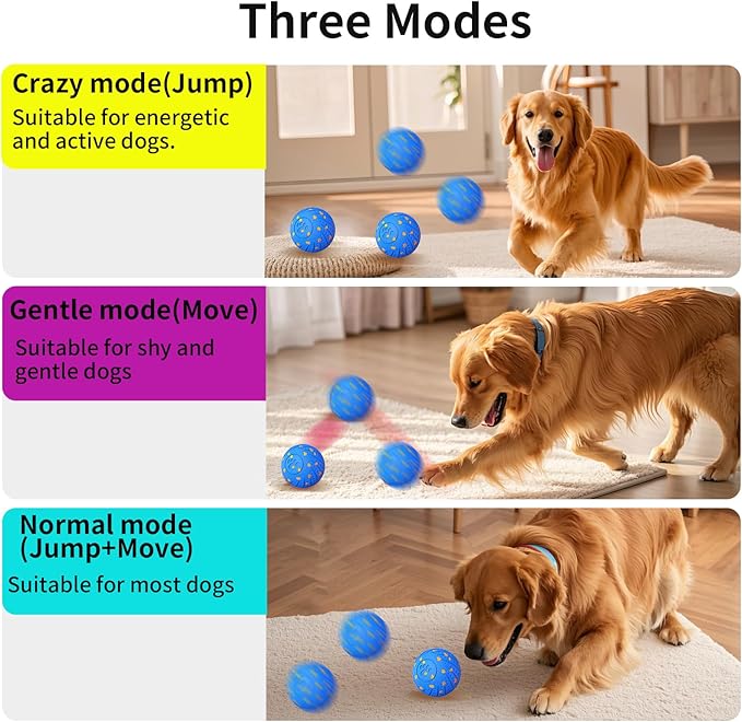 Smart Interactive Dog Toys, Activated Moving, Bouncing, Rotating Ball for Medium/Large Dogs, 2025 E-TPU Material, Motion-Activated Dog Ball to Keep Them Busy, IP54 Waterproof, Christmas Dog Gift