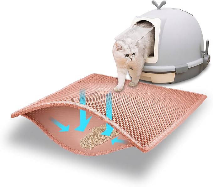 Pieviev Cat Litter Mat Double Layer Waterproof Urine Proof Trapping Mat 1 Pack (Red, 24x15 Inch (Pack of 1))