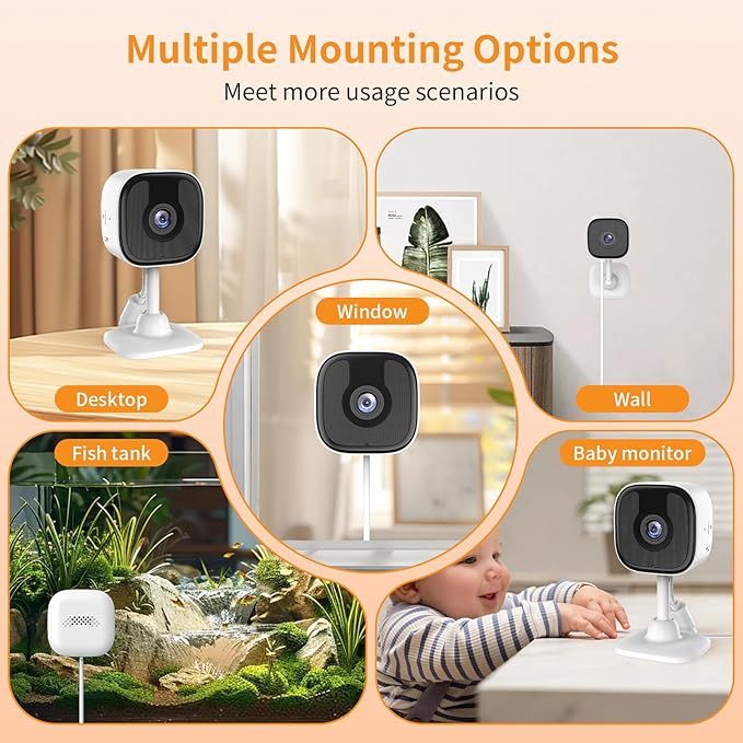3MP 2K Window Camera, 2.4GHz & 5GHz WiFi Indoor Outdoor Camera for Home Security with AI Color Night Vision, Person & Motion Detection, 24/7 Recording, IP65 Waterproof, Works with Alexa/Google Home