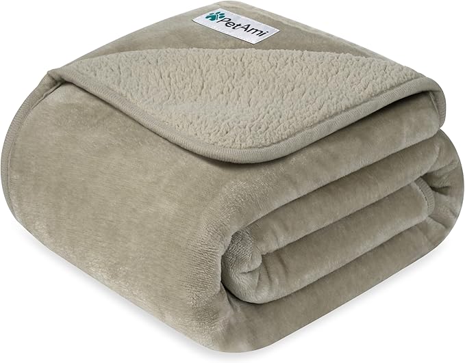 PetAmi Waterproof Dog Blanket for Small Medium Dogs, Pee Proof Pet Blanket for Couch Bed, Reversible Water Proof Blanket for Puppy Indoor Cat, Soft Dog Fleece Blankets Washable, 24x32 Taupe