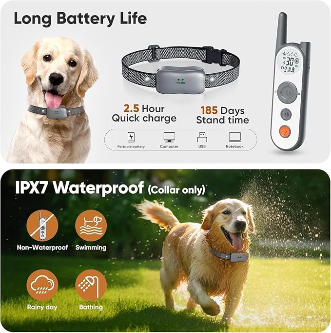 3500 Ft Wireless Dog Fence with 6100Ft Training Remote Collar, 185 Day Battery Rechargeable Electric Fence System, IPX7 Water Resistant, Use for Dogs*Grey